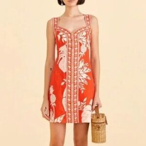 Farm Rio Lace monsteras linen mini dress